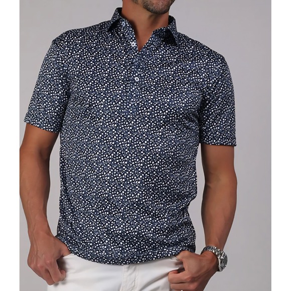 NWT Collars And Co Shirt Men's Size Small Dress Collar Polo Blue Floral